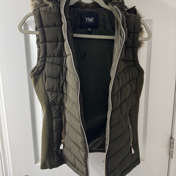 YMI Jackets & Blazers - YMI Dark Green Quilted Vest with Faux Fur